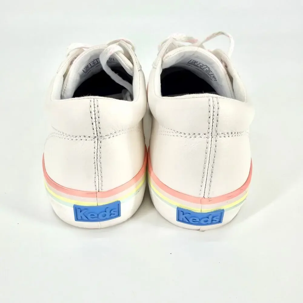 Keds Jump Kick Duo Leather Rainbow Sneakers Women’s 7.5M White Casual